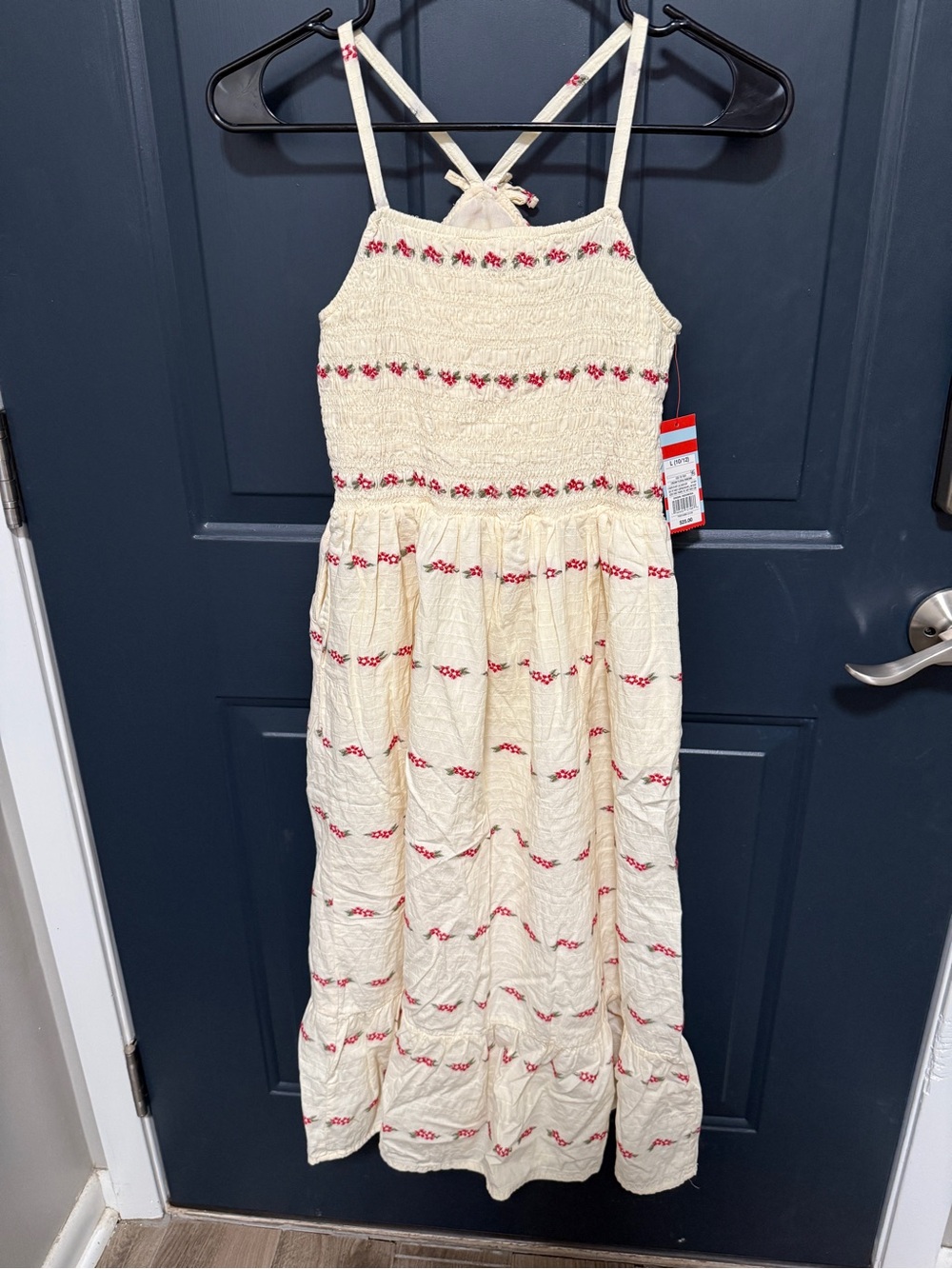 Target Cream Sundress with Pink Floral Embroidery